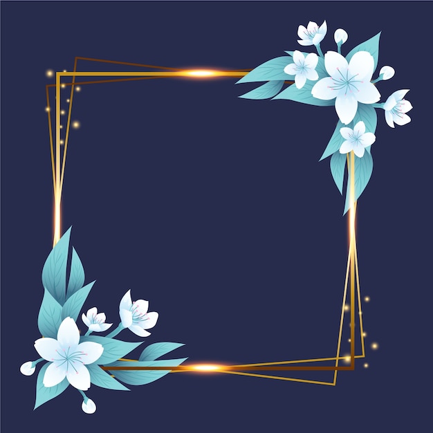 Vector gratuito marco dorado con flores de invierno