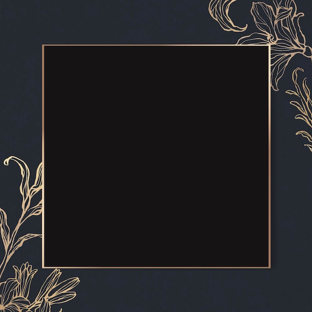 Marco dorado rectangular con contorno floral