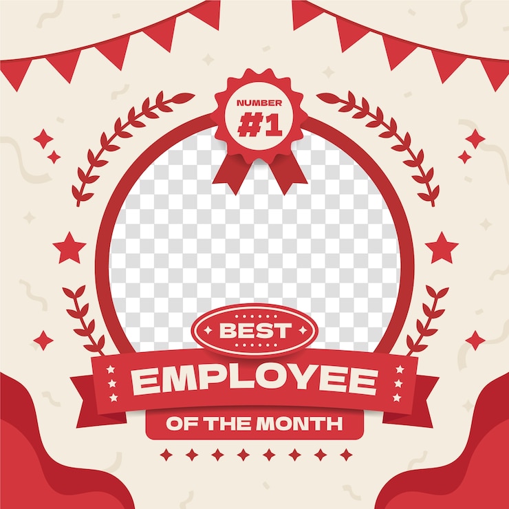 Vector gratuito marco de empleado del mes de diseño plano
