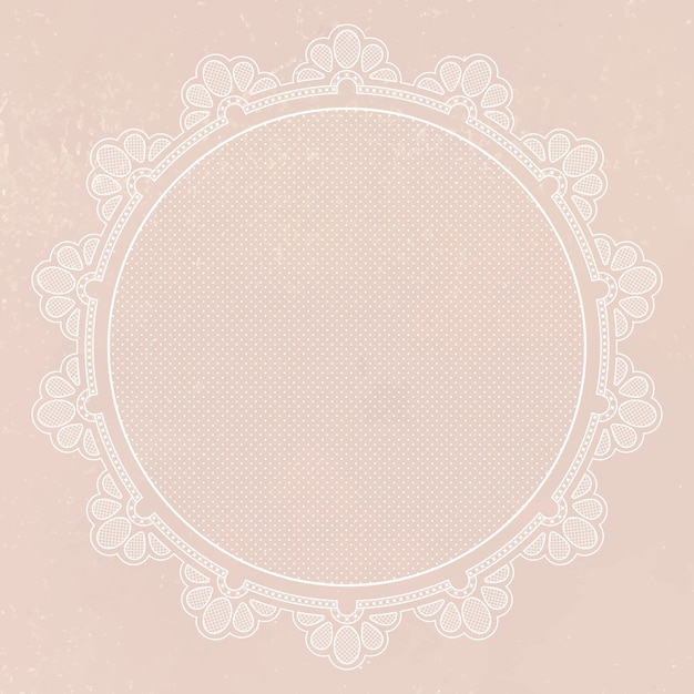 Marco de encaje floral, forma de círculo sobre fondo rosa