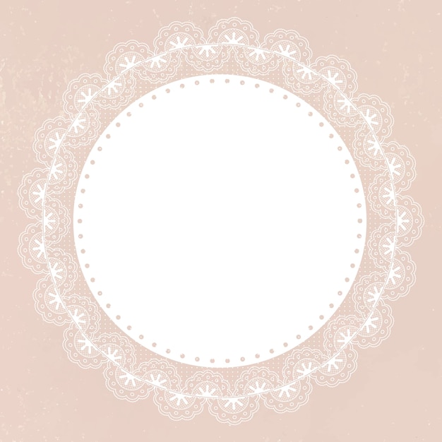 Marco de encaje floral, forma de círculo sobre fondo rosa