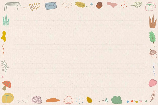 Marco estampado de garabatos de lápices de colores otoñales