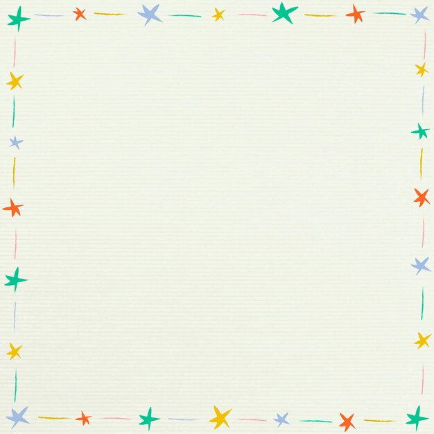 Marco de estrella ilustrado colorido lindo en un vector de fondo beige