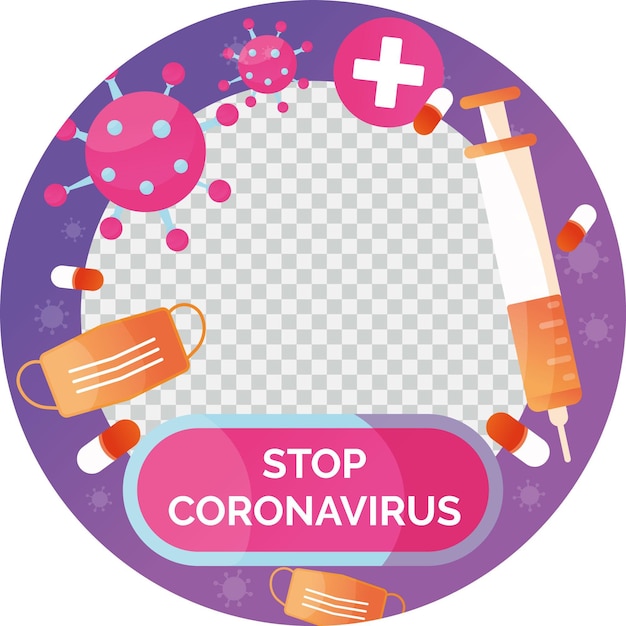 Vector gratuito marco de facebook de coronavirus degradado