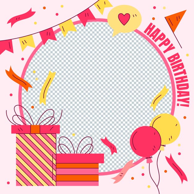 Marco de facebook de cumpleaños dibujado a mano