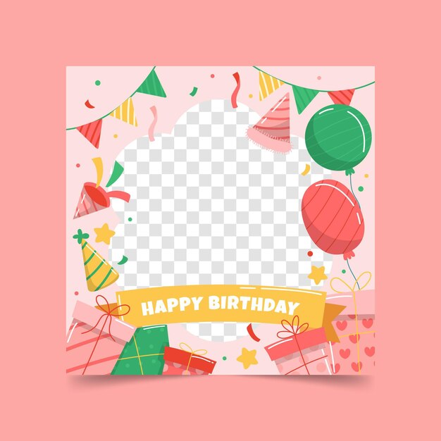 Marco de facebook de cumpleaños dibujado a mano