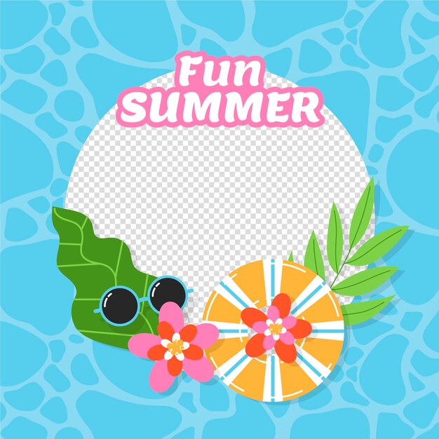 Marco de facebook de verano de diseño plano