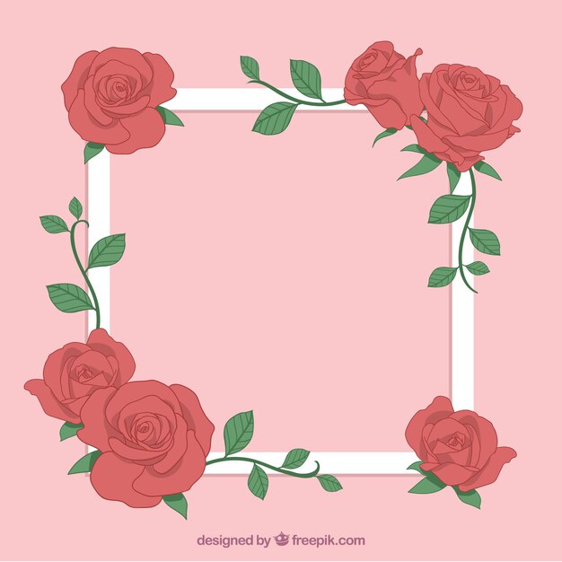 Marco fantástico con rosas rojas