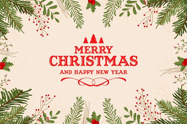 Marco de feliz Navidad vintage con adornos navideños efecto acuarela