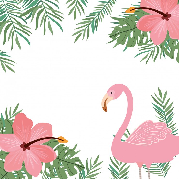 Vector gratuito marco de flamenco con flores de verano.