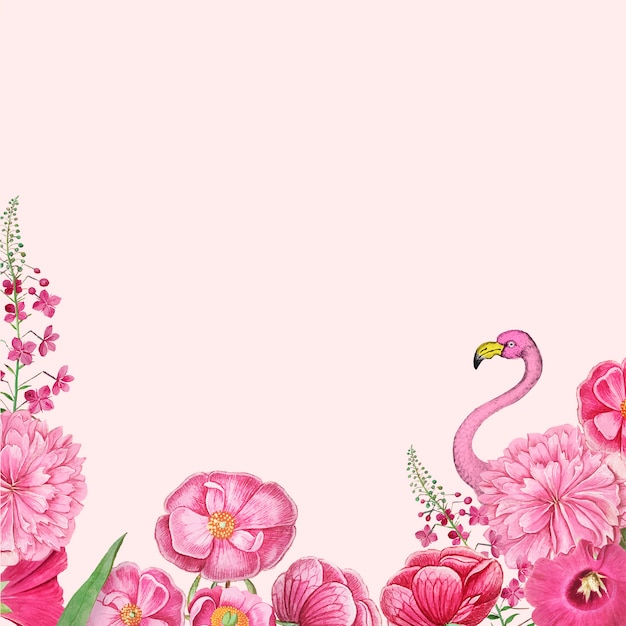 Vector gratuito marco flamenco rosa floral