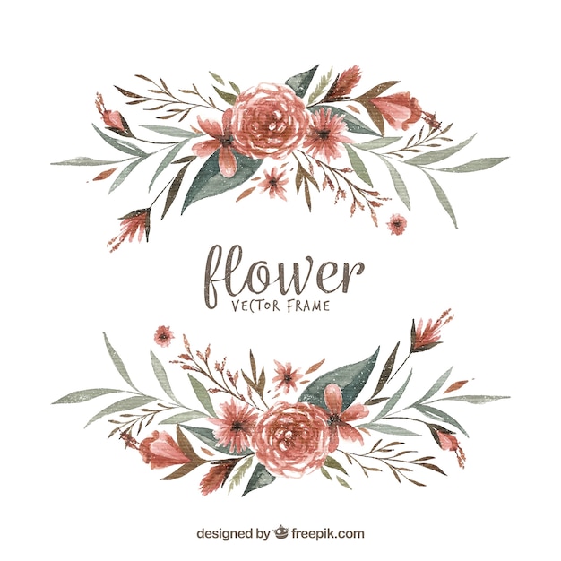 Vector gratuito marco floral en acuarela con diseño artístico