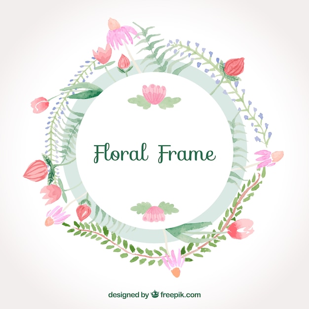 Vector gratuito marco floral en acuarela con diseño original
