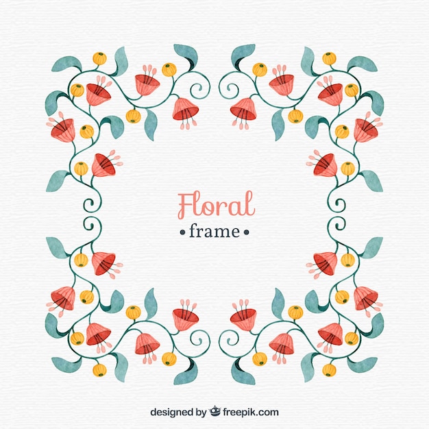 Vector gratuito marco floral en acuarela con estilo adorable