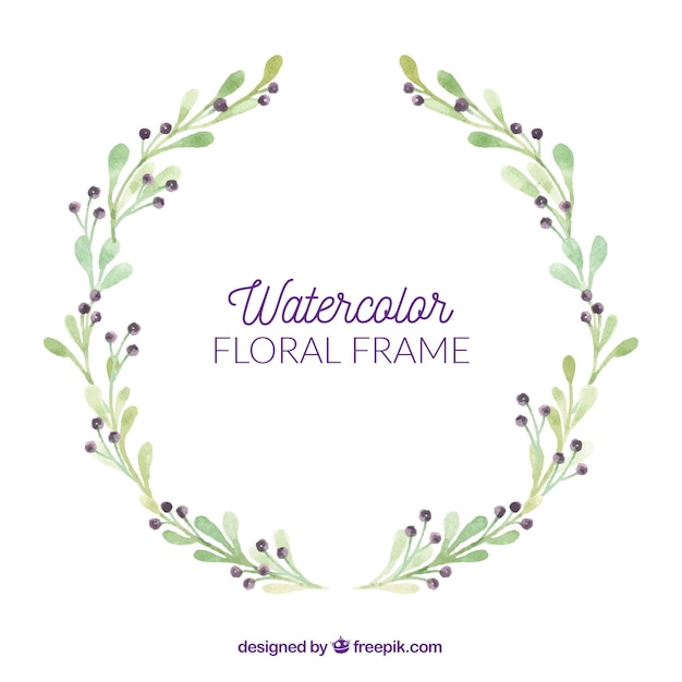 Vector gratuito marco floral en acuarela con estilo adorable