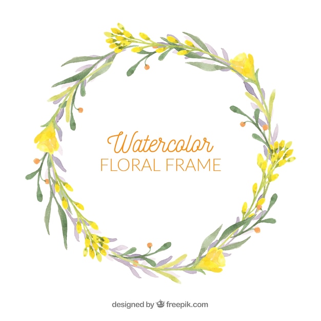 Vector gratuito marco floral en acuarela con estilo adorable