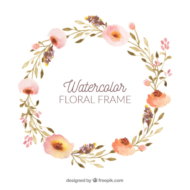 Vector gratuito marco floral en acuarela con estilo adorable