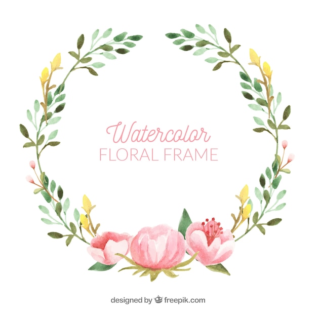 Vector gratuito marco floral en acuarela con estilo adorable