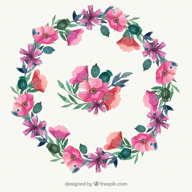 Marco floral en acuarela con estilo elegante
