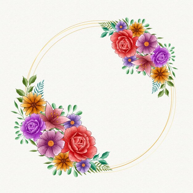Marco floral acuarela primavera con espacio vacío