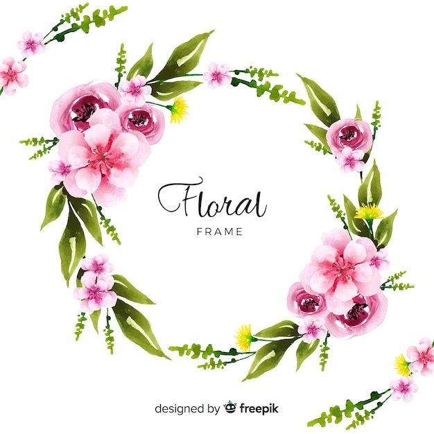 Vector gratuito marco floral en acuarela