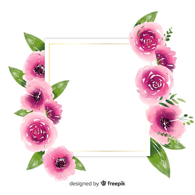 Vector gratuito marco floral en acuarelas