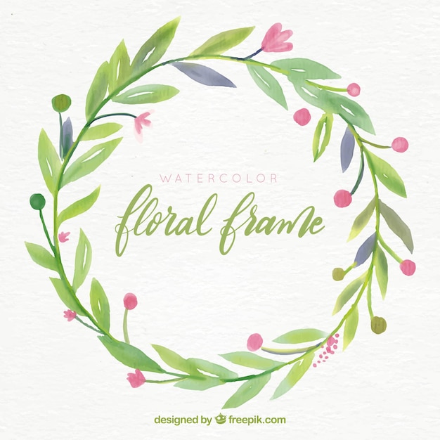 Vector gratuito marco floral adorable en acuarela