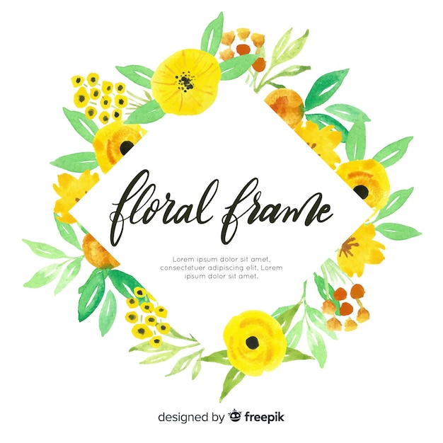 Vector gratuito marco floral adorable en acuarela