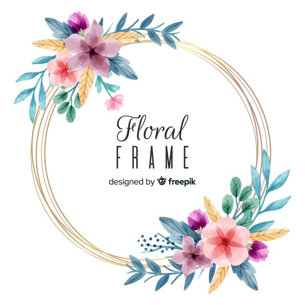 Marco floral adorable en acuarela