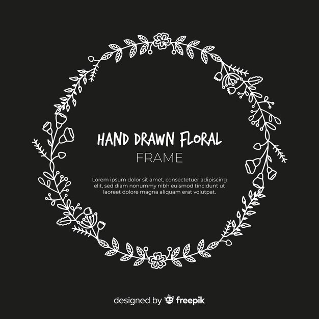 Marco floral adorable dibujado a mano