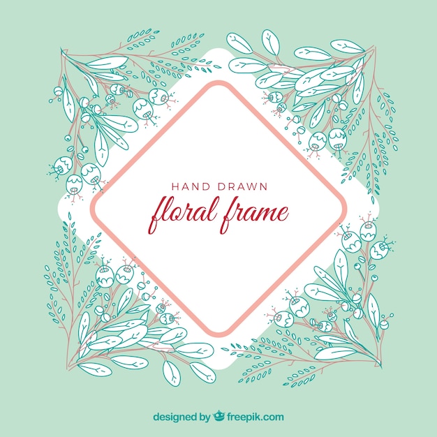 Marco floral adorable con diseño plano