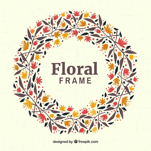 Vector gratuito marco floral en adorable con diseño plano