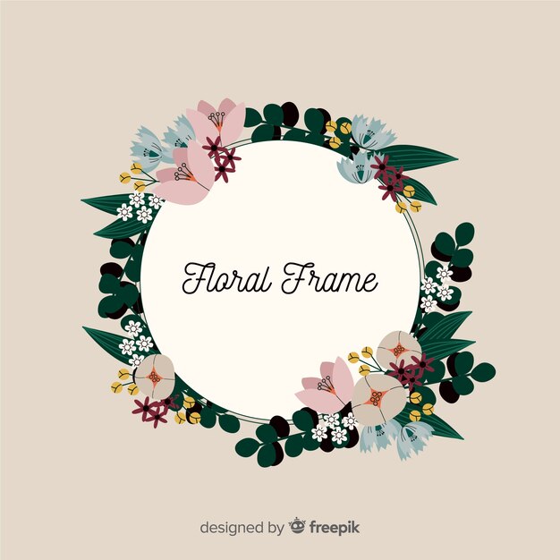 Marco floral adorable con diseño plano