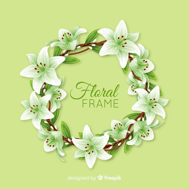 Marco floral adorable con diseño realista