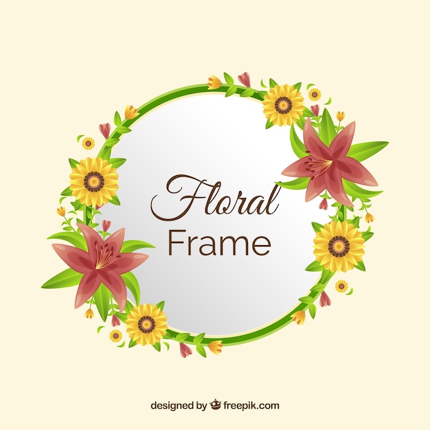 Vector gratuito marco floral adorable con estilo realista