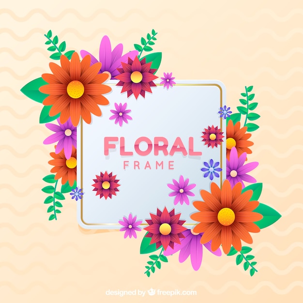 Vector gratuito marco floral adorable con estilo realista