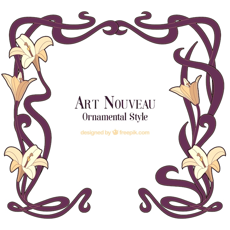 Vector gratuito marco floral de art nouveau dibujado a mano