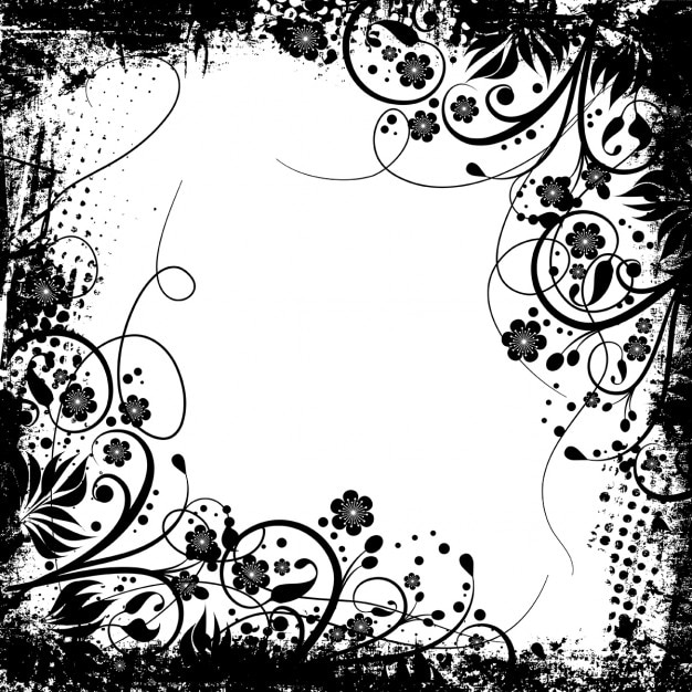 Vector gratuito marco floral blanco y negro