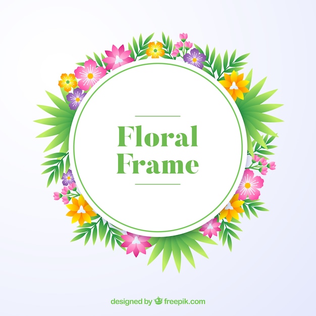 Marco floral bonito con diseño realista