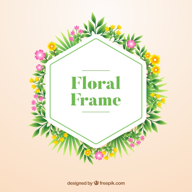 Marco floral bonito con diseño realista