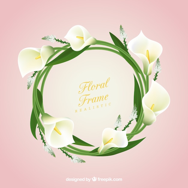 Vector gratuito marco floral con calas realistas