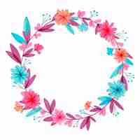 Vector gratuito marco floral circular acuarela pintado a mano