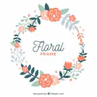 Vector gratuito marco floral circular con diseño plano