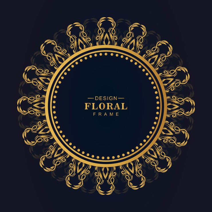 Vector gratuito marco floral circular dorado ornamental