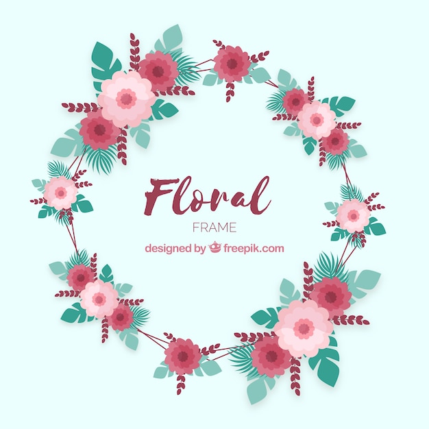 Marco floral colorido con diseño plano