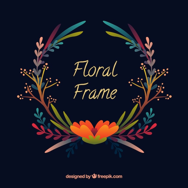 Vector gratuito marco floral colorido con diseño plano