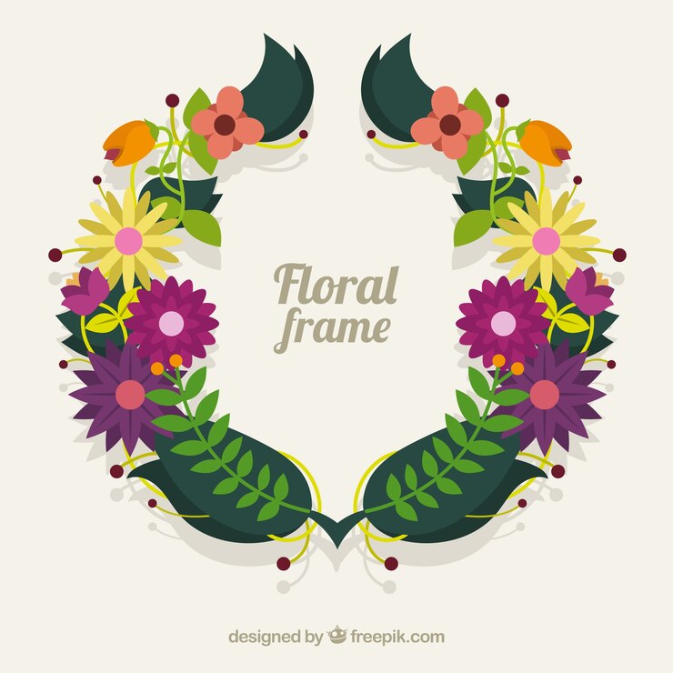 Vector gratuito marco floral colorido con diseño plano