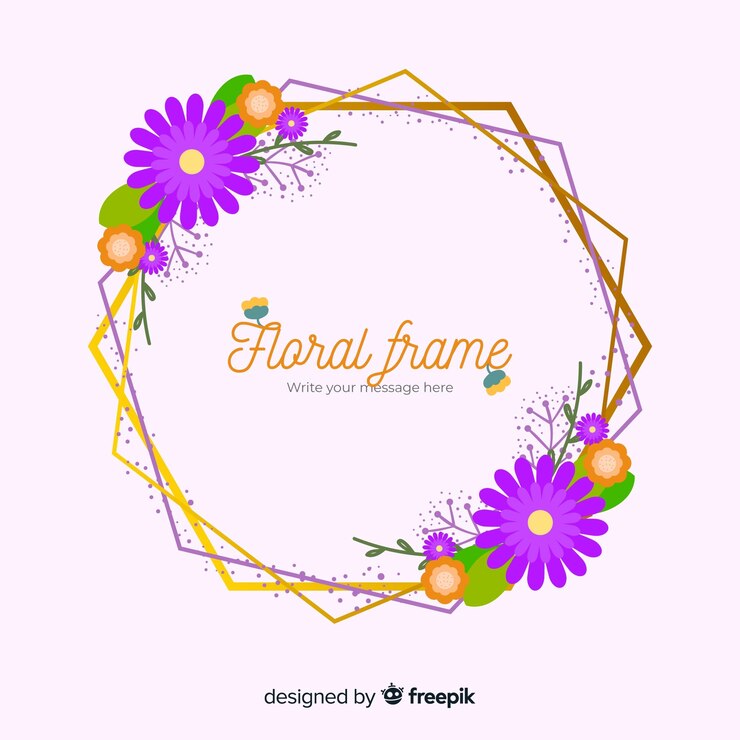 Vector gratuito marco floral colorido con diseño plano