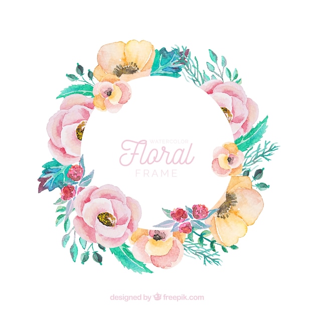 Vector gratuito marco floral colorido en estilo acuarela