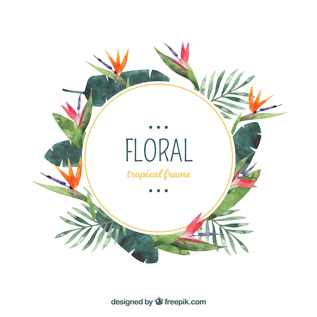 Vector gratuito marco floral colorido en estilo acuarela